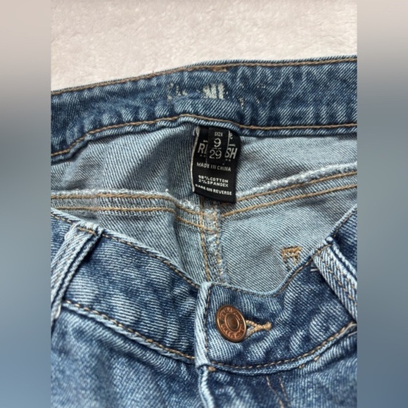 Distressed Wide Leg Jeans Ripped Denim High Waist Blue Size‎ 29 - Picture 5 of 7